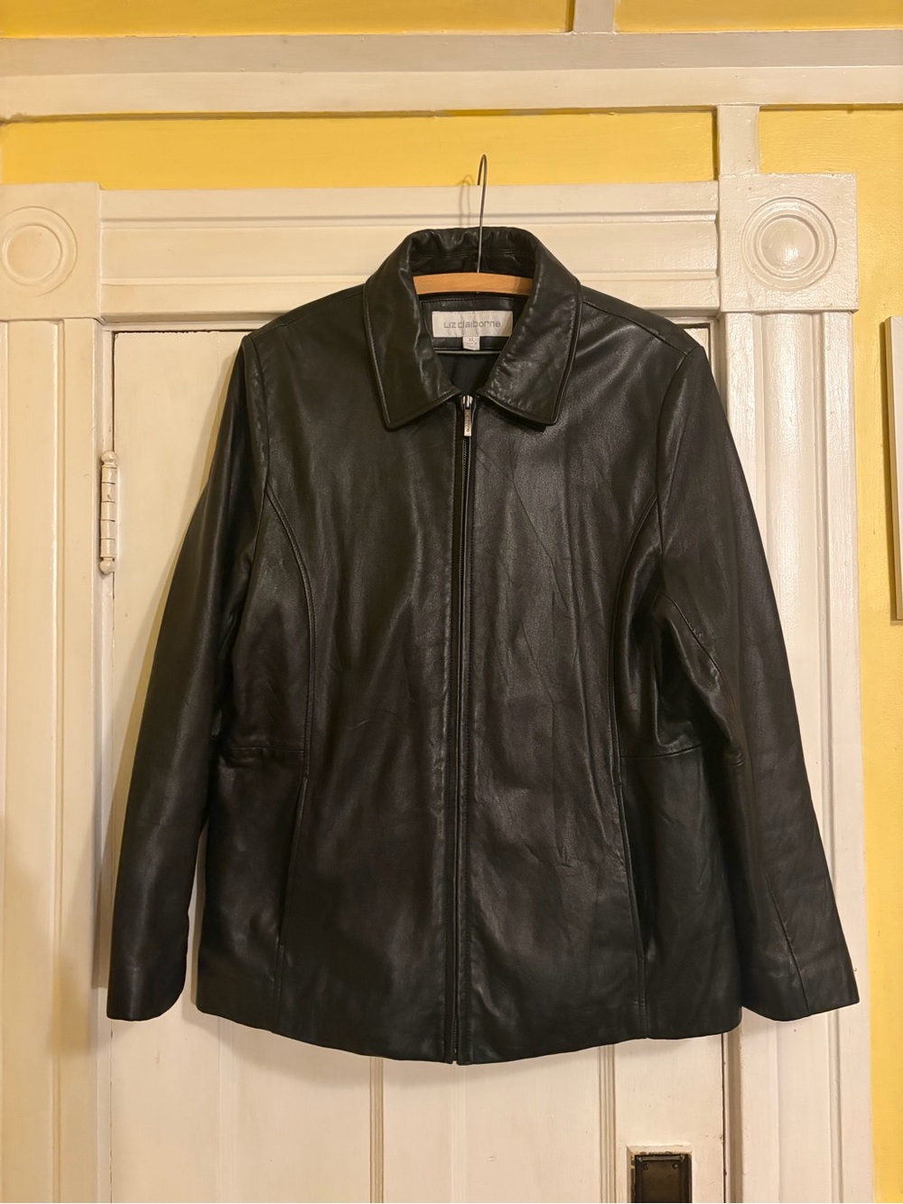 Liz Claiborne Black Genuine Leather Jacket - Vintage - Ladies XL